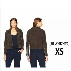 BlankNYC Suede Leather Moto Jacket Shadow Gray